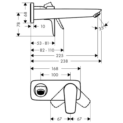 Hansgrohe Talis E 2-Loch Waschtischmischer Unterputz F-Set mattschwarz langer Auslauf