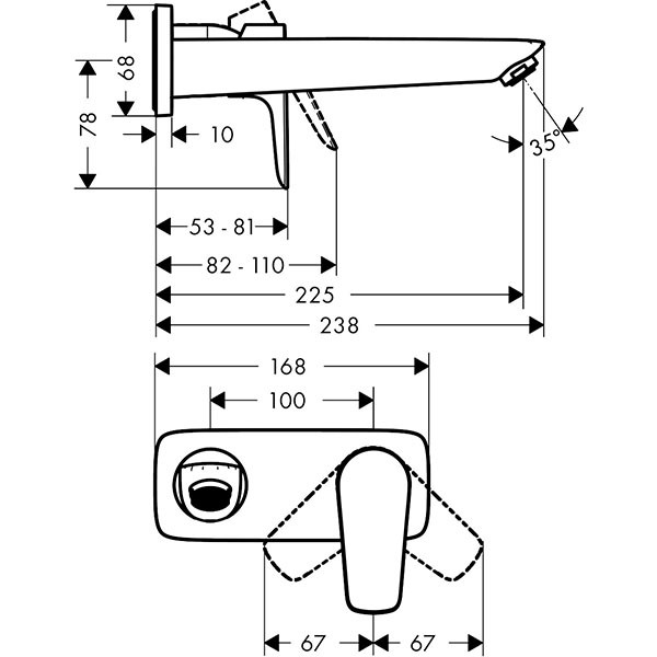 Hansgrohe 2-Loch Waschtischmischer Unterputz Talis E F-Set langer Auslauf mattschwarz