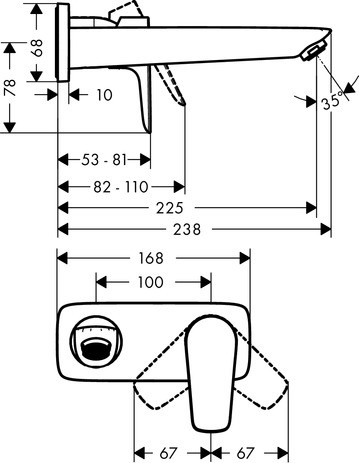 Hansgrohe 2-Loch Waschtischmischer Unterputz Talis E F-Set langer Auslauf mattschwarz
