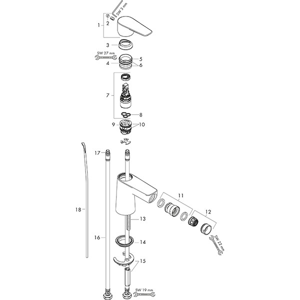 Hansgrohe Bidetmischer Talis E brushed black chrome 