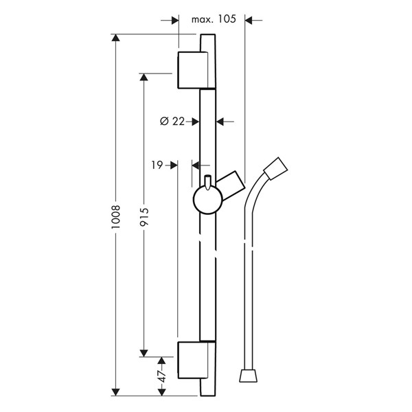 Hansgrohe Brausenstange Unica'S Puro 900mm chrom