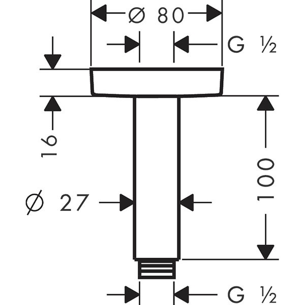 Hansgrohe Decken-Anschlussstück S DN15 100mm mattschwarz