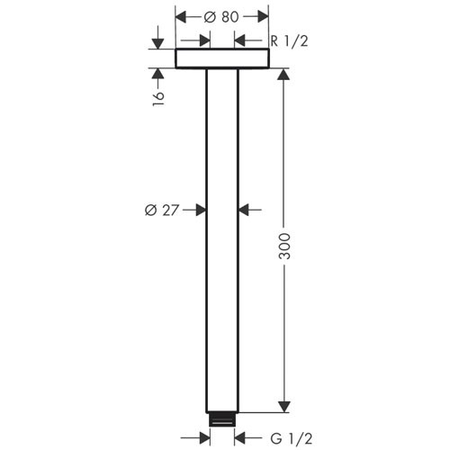 Hansgrohe Talis E Deckenanschluss S DN15 300mm Brushed Bronze
