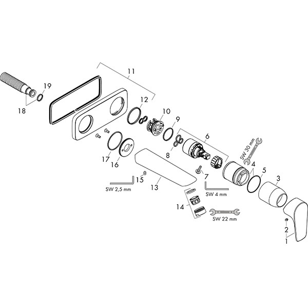 Hansgrohe 2-Loch Waschtischmischer Unterputz Talis E F-Set langer Auslauf polished gold