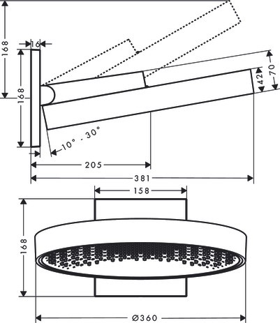 Hansgrohe Kopfbrause Rainfinity 360 1jet Wandmontage mattschwarz