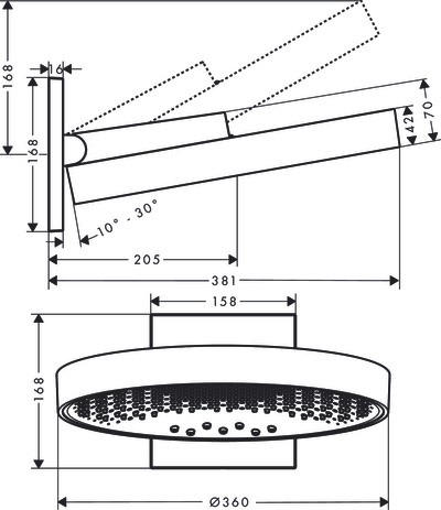 Hansgrohe Kopfbrause Rainfinity 360 3jet Wandmontage mattschwarz
