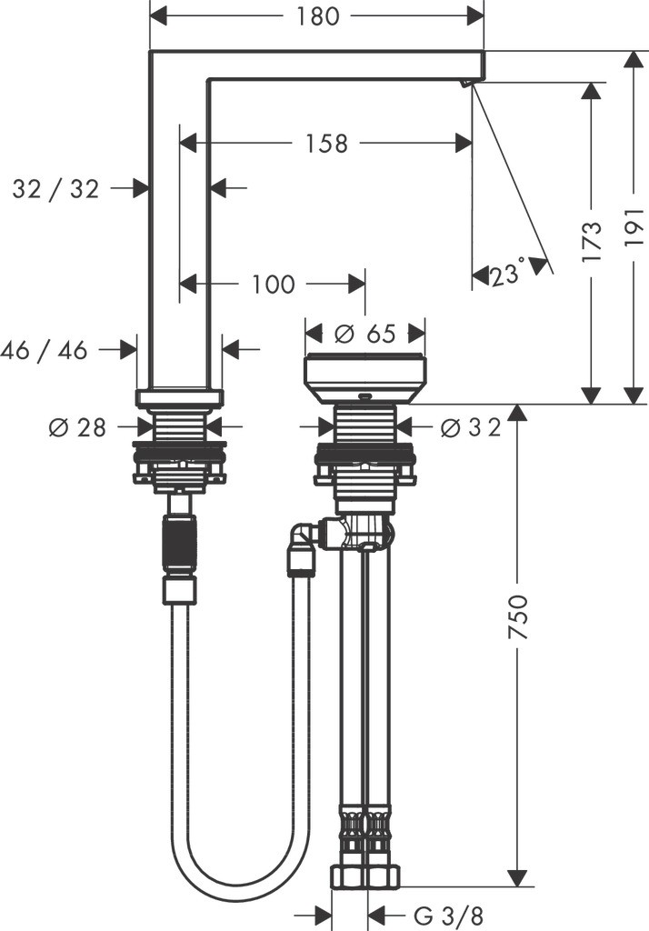 Hansgrohe Tecturis E 2-Loch Waschtischmischer 150 CoolStart EcoSmart+ mit Ablaufgarnitur Mattweiß