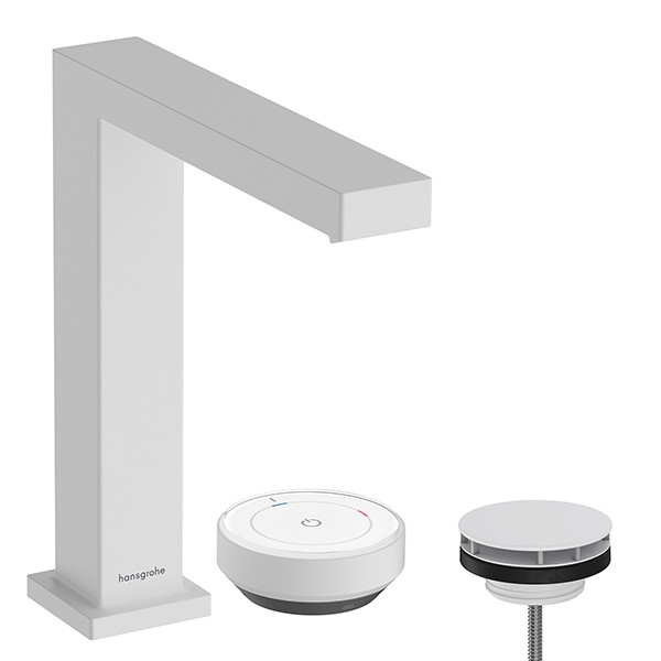 Hansgrohe Tecturis E 2-Loch Waschtischmischer 150 CoolStart EcoSmart+ mit Ablaufgarnitur Mattweiß