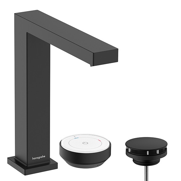 Hansgrohe Tecturis E 2-Loch Waschtischmischer 150 CoolStart mit Ablaufgarnitur Mattschwarz
