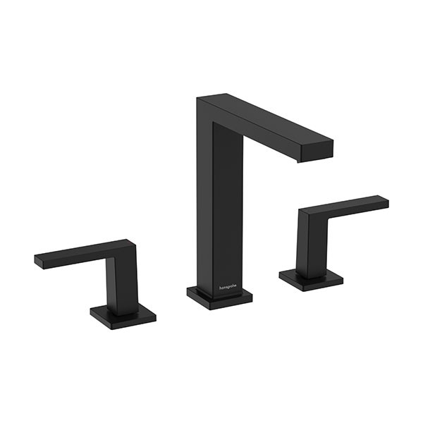 Hansgrohe Tecturis E 3-Loch Waschtischarmatur 150 EcoSmart+ mit Push-Open Ablaufgarnitur Mattschwarz
