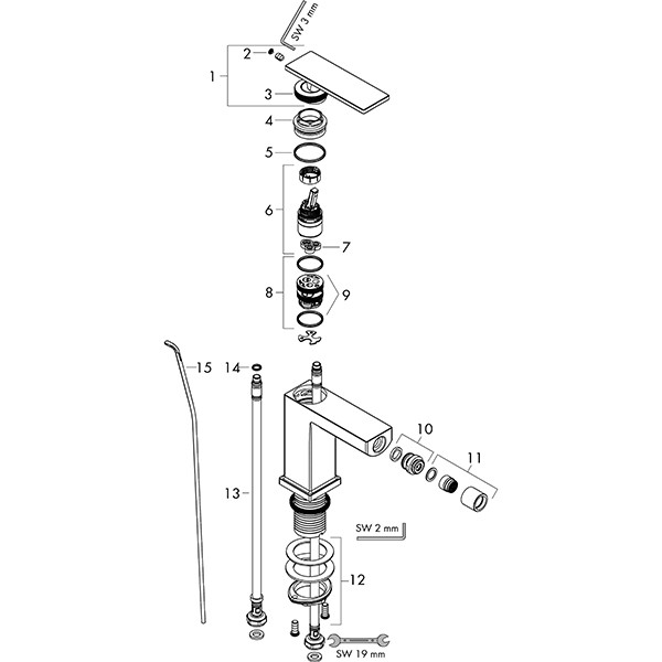 Hansgrohe Tecturis E Einhebel-Bidetmischer mit Zugstangen-Ablaufgarnitur Chrom