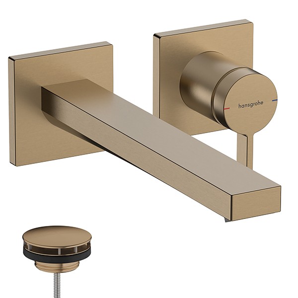 Hansgrohe Tecturis E Einhebel-Waschtischmischer Unterputz für Wandmontage EcoSmart+ mit Auslauf 22,5 cm Brushed Bronze