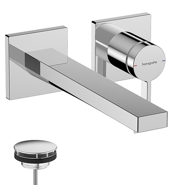 Hansgrohe Tecturis E Einhebel-Waschtischmischer Unterputz für Wandmontage EcoSmart+ mit Auslauf 22,5 cm Chrom