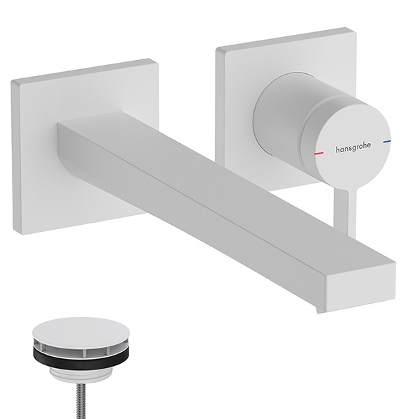 Hansgrohe Tecturis E Einhebel-Waschtischmischer Unterputz für Wandmontage EcoSmart+ mit Auslauf 22,5 cm Mattweiß