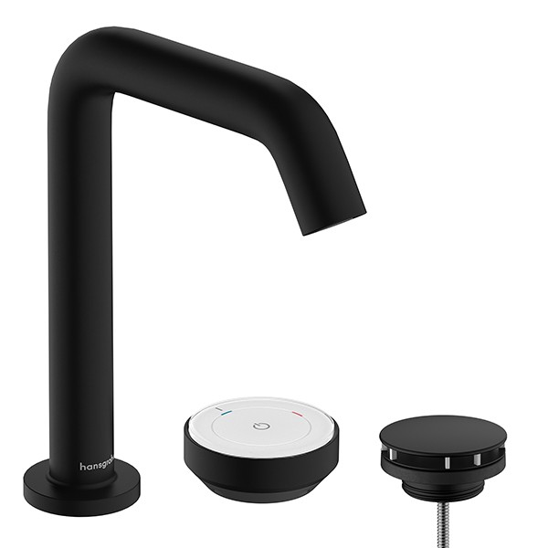 Hansgrohe Tecturis S 2-Loch Waschtischmischer 150 CoolStart mit Ablaufgarnitur Mattschwarz