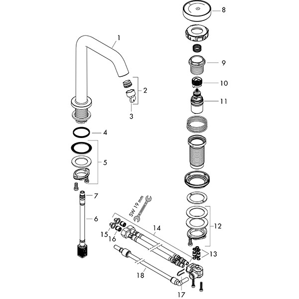 Hansgrohe Tecturis S 2-Loch Waschtischmischer 150 CoolStart mit Ablaufgarnitur Mattweiß
