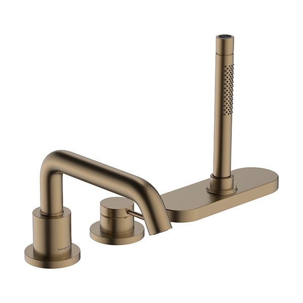 Hansgrohe Tecturis S 3-Loch Einhebel-Wannenrandmischer mit sBox Brushed Bronze
