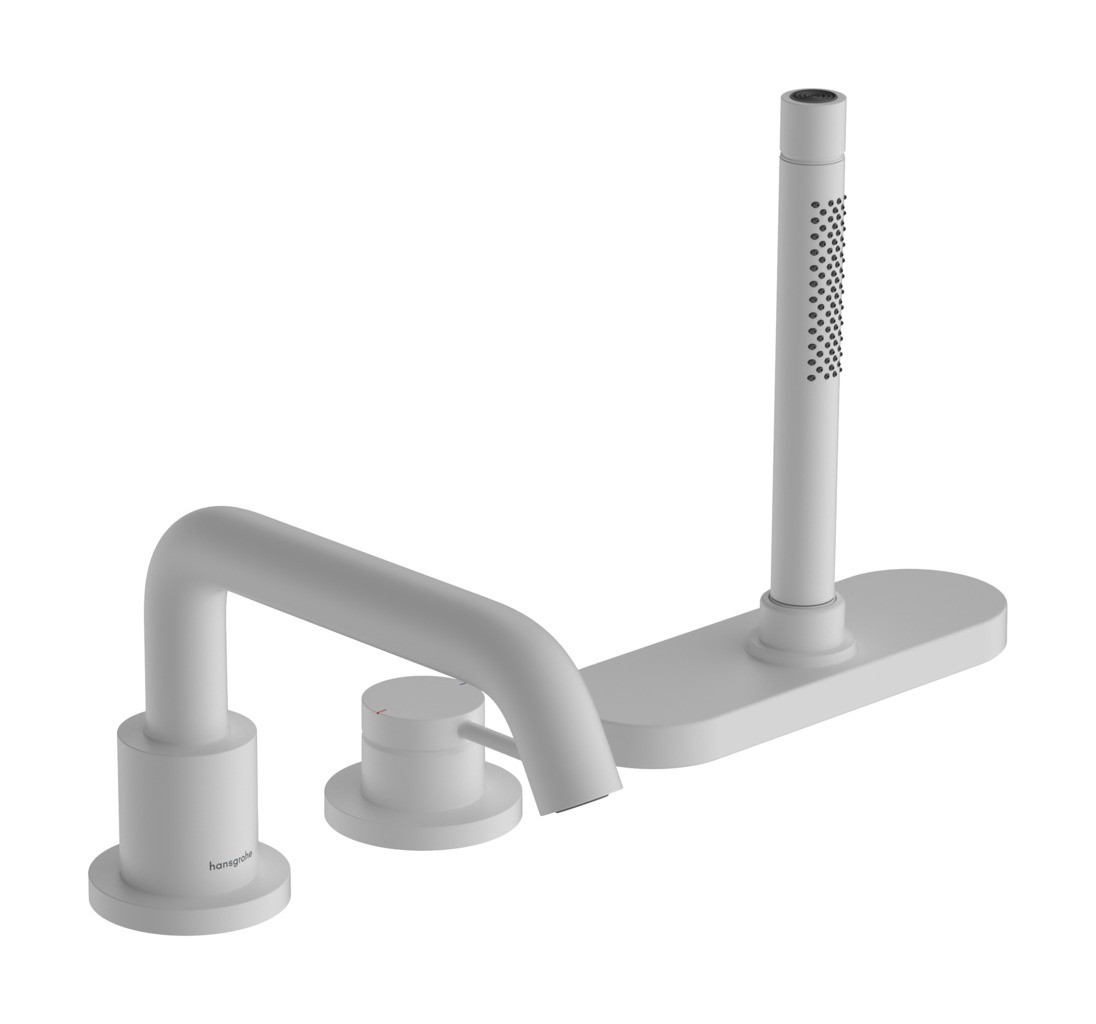 Hansgrohe Tecturis S 3-Loch Einhebel-Wannenrandmischer mit sBox Mattweiß