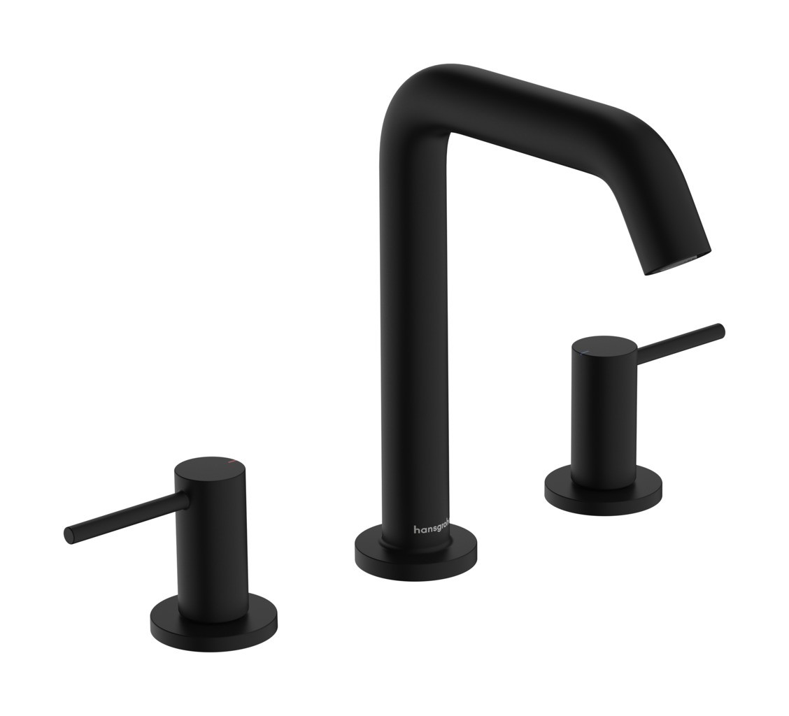 Hansgrohe Tecturis S 3-Loch Waschtischarmatur 150 mit Push-Open Ablaufgarnitur Mattschwarz