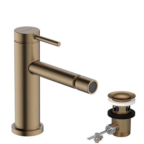 Hansgrohe Tecturis S Einhebel-Bidetmischer mit Zugstangen-Ablaufgarnitur Brushed Bronze