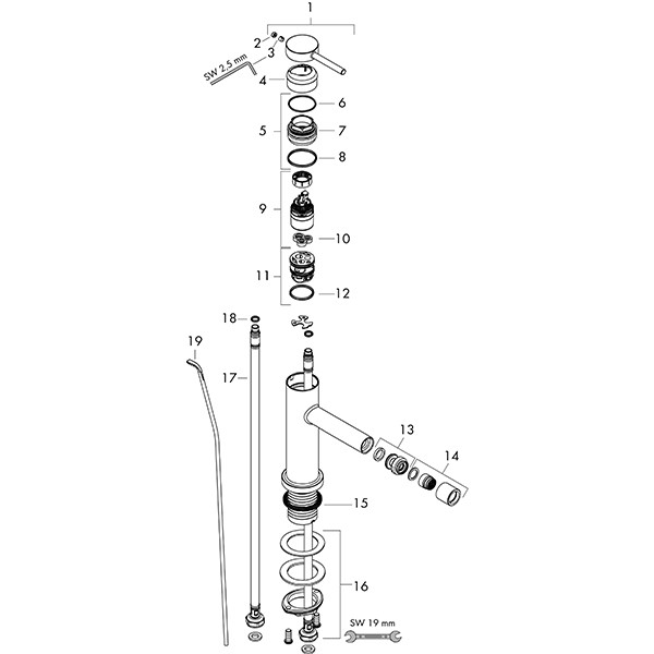 Hansgrohe Tecturis S Einhebel-Bidetmischer mit Zugstangen-Ablaufgarnitur Chrom