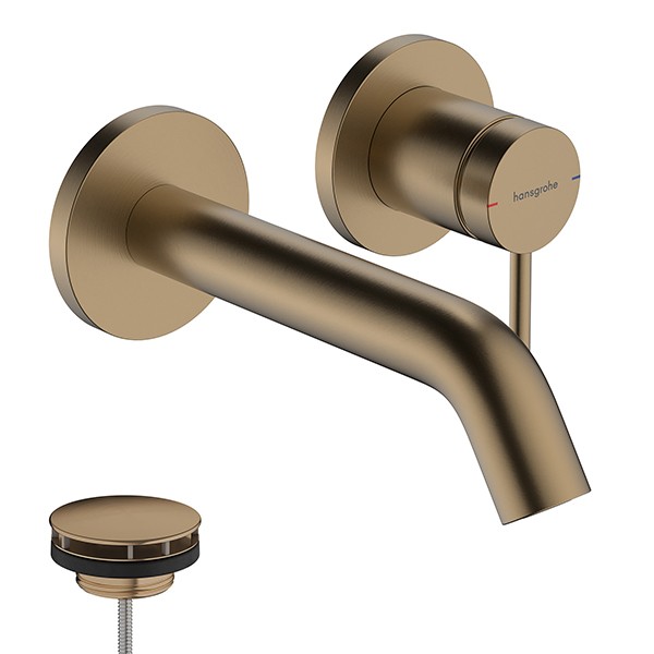 Hansgrohe Tecturis S Einhebel-Waschtischmischer Unterputz für Wandmontage mit Auslauf 16,5 cm Brushed Bronze