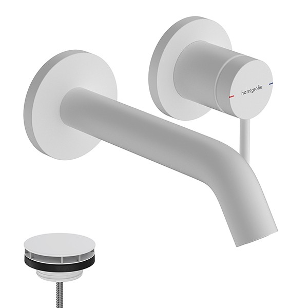 Hansgrohe Tecturis S Einhebel-Waschtischmischer Unterputz für Wandmontage mit Auslauf 16,5 cm Mattweiß