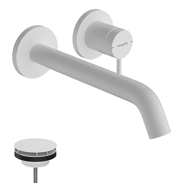 Hansgrohe Tecturis S Einhebel-Waschtischmischer Unterputz für Wandmontage mit Auslauf 22,5 cm Mattweiß