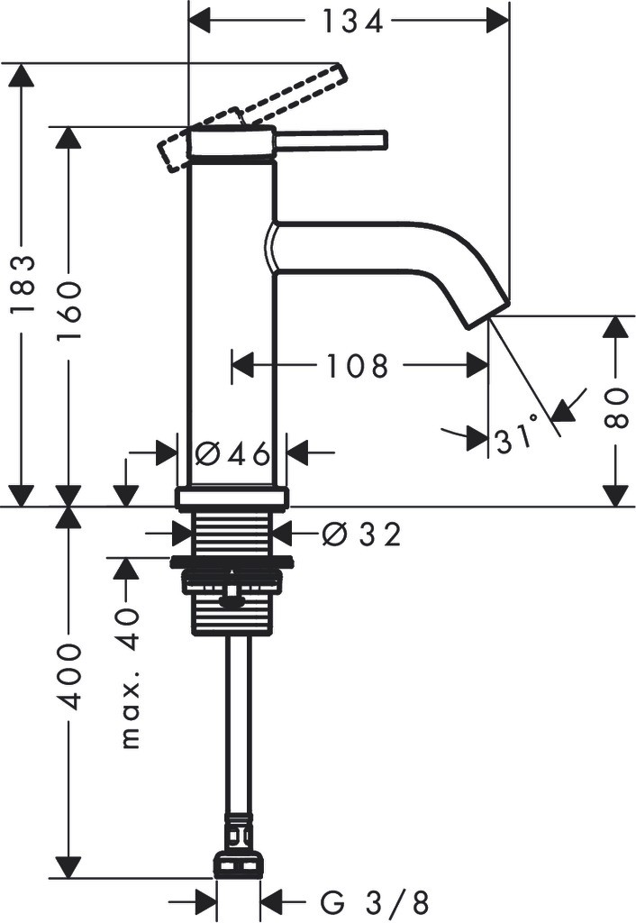 Hansgrohe Tecturis S Standventil 80 ohne Ablaufgarnitur chrom