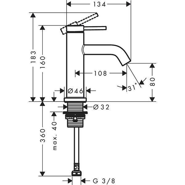 Hansgrohe Tecturis S Standventil 80 ohne Ablaufgarnitur Matt Black
