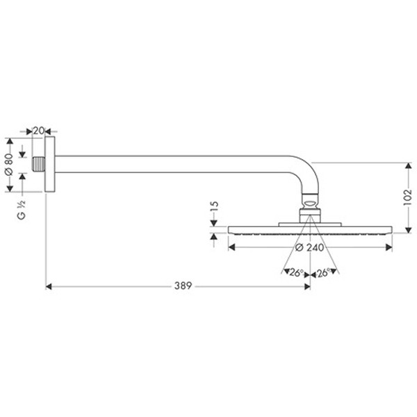 Hansgrohe Tellerkopfbrause Raindance Air 240mm chrom 9,4 l/min mit Brausearm