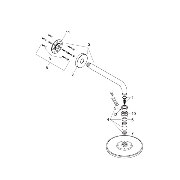 Hansgrohe Tellerkopfbrause Raindance Air 240mm chrom 9,4 l/min mit Brausearm