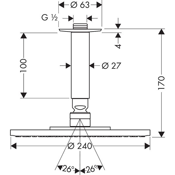 Hansgrohe Tellerkopfbrause Raindance Air 240mm für Deckenmontage chrom 9,4 l/min