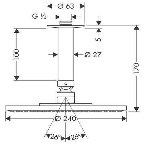 Hansgrohe Tellerkopfbrause Raindance Air 240mm für Deckenmontage chrom 9,4 l/min