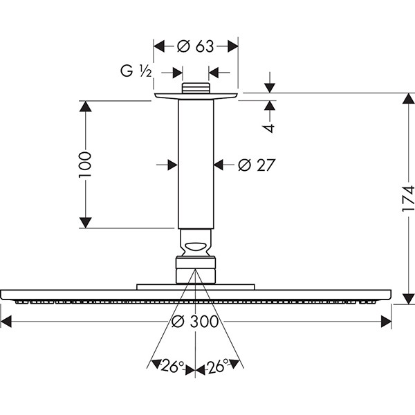Hansgrohe Tellerkopfbrause Raindance Air 300mm für Deckenmontage chrom