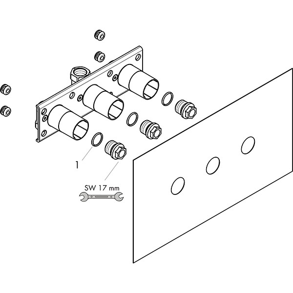 Hansgrohe Thermostat 800 Aufputz/Unterputz Axor Grundset für Wanne