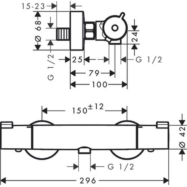 Hansgrohe Thermostat Ecostat CL 1001 Brause AP DN15 chrom