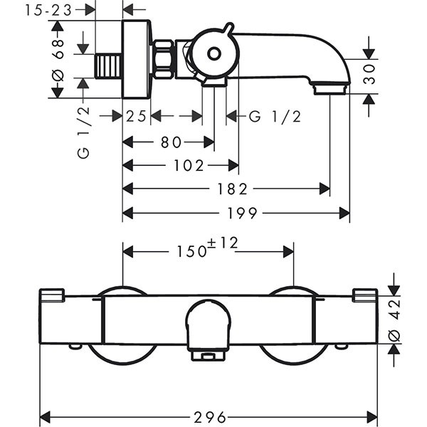 Hansgrohe Thermostat Ecostat CL 1001 Wanne AP DN15 chrom