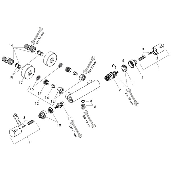 Hansgrohe Thermostat Ecostat Comfort Brausenmischer Aufputz DN15 chrom
