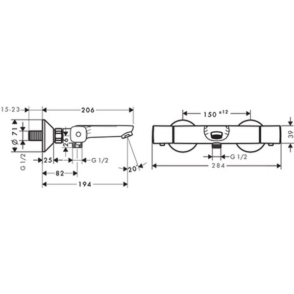 Hansgrohe Thermostat Ecostat Universal Wanne Aufputz chrom