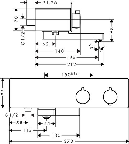 Hansgrohe Thermostat ShowerTablet 350 Wanne Aufputz DN15 weiss/chrom