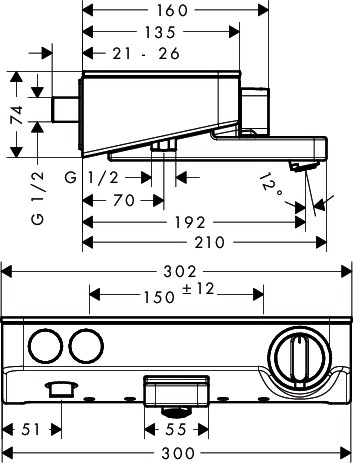 HG Thermostat ShowerTablet Select 300 Wanne Aufputz DN15 chrom