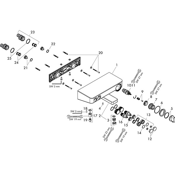 HG Thermostat ShowerTablet Select 300 Wanne Aufputz DN15 chrom