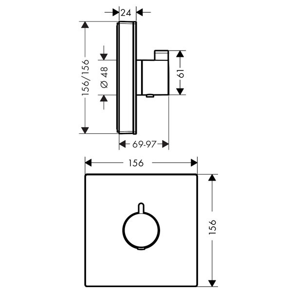 HG Thermostat UP ShowerSelect Glas Highflow Fertigset weiss/chrom