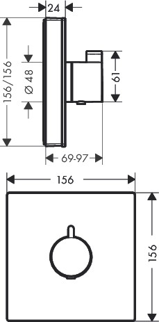 HG Thermostat UP ShowerSelect Glas Highflow Fertigset weiss/chrom