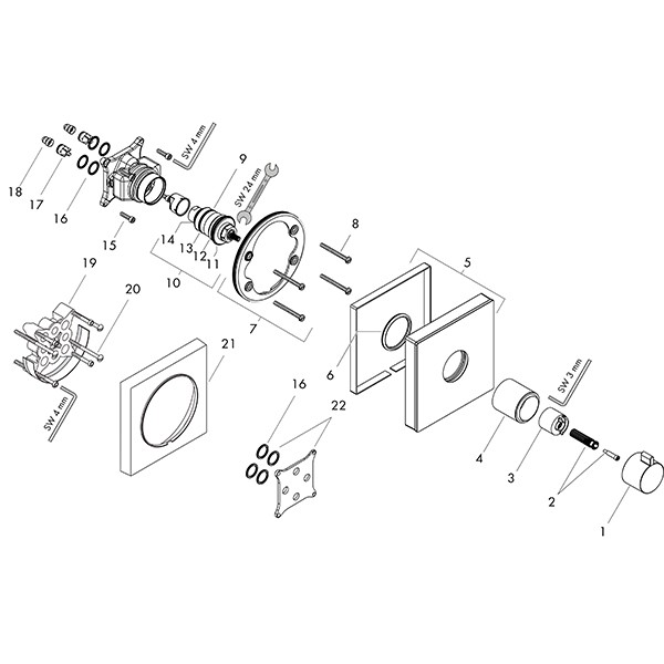HG Thermostat UP ShowerSelect Glas Highflow Fertigset weiss/chrom