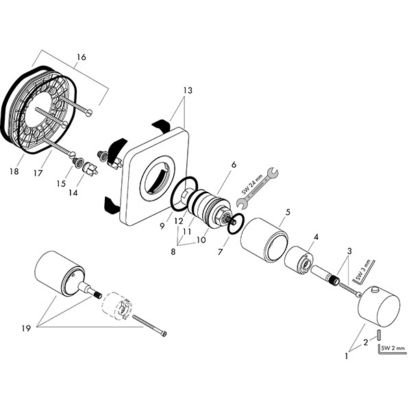 Hansgrohe Thermostat Unterputz Axor Citterio E Fertigset chrom