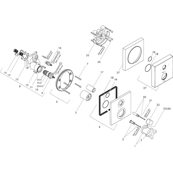 Hansgrohe Thermostat Unterputz Axor Citterio F-Set chrom m.Absperrventil/Kreuzgriff