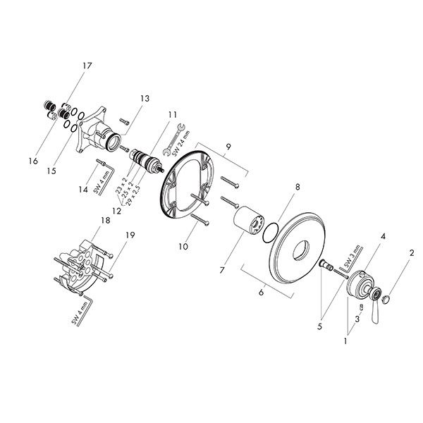 Hansgrohe Thermostat Unterputz Axor Montreux Fertigset Hebelgriff chrom