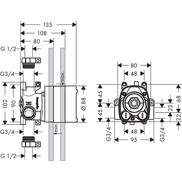 Hansgrohe Thermostat Unterputz Axor Starck Grundset